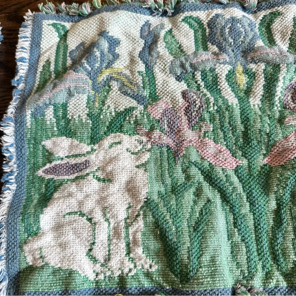 Vintage Park B. Smith woven placemats Bunny Tulip Cottage Tapestry pair